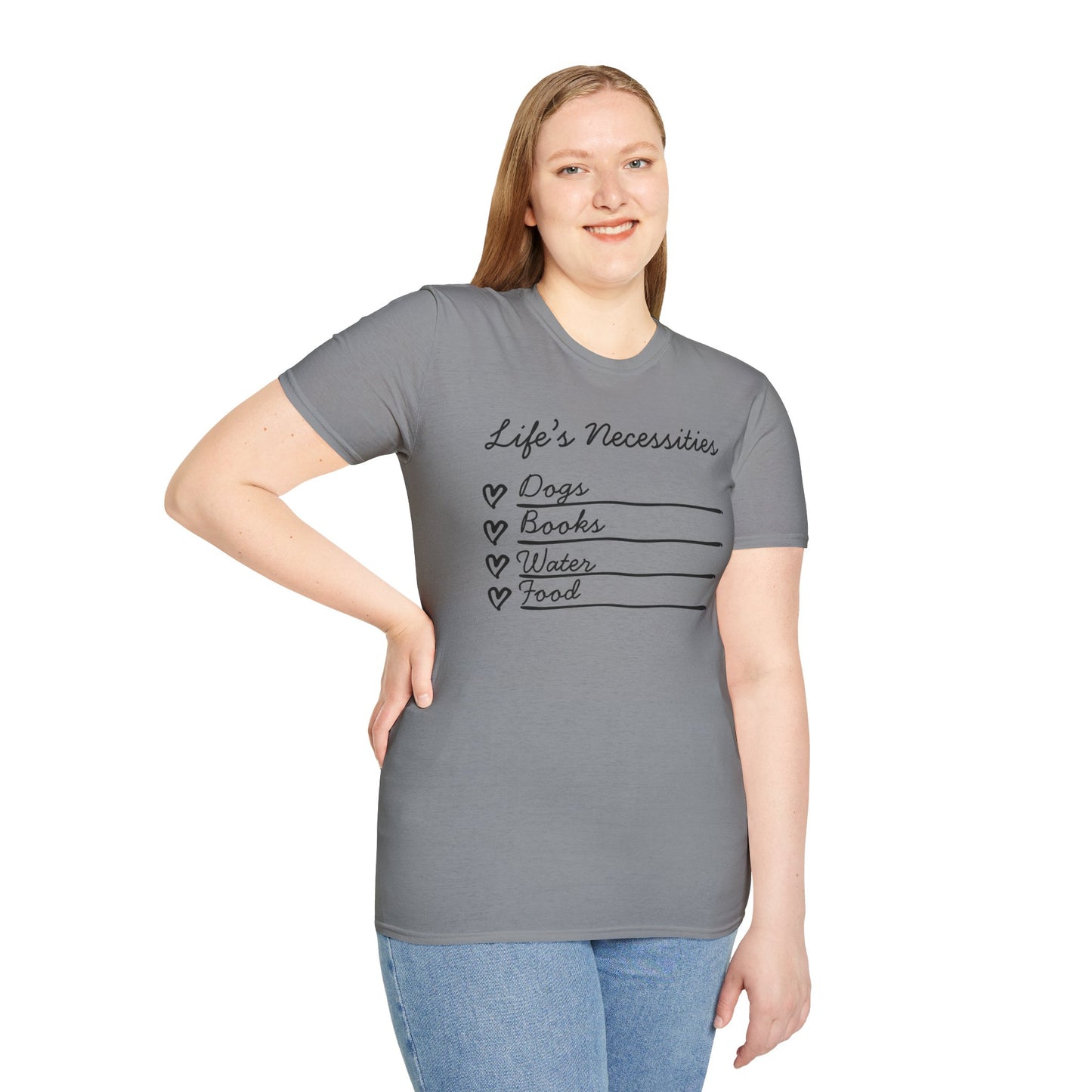 Life's Necessities Dogs & Books Softstyle T-Shirt