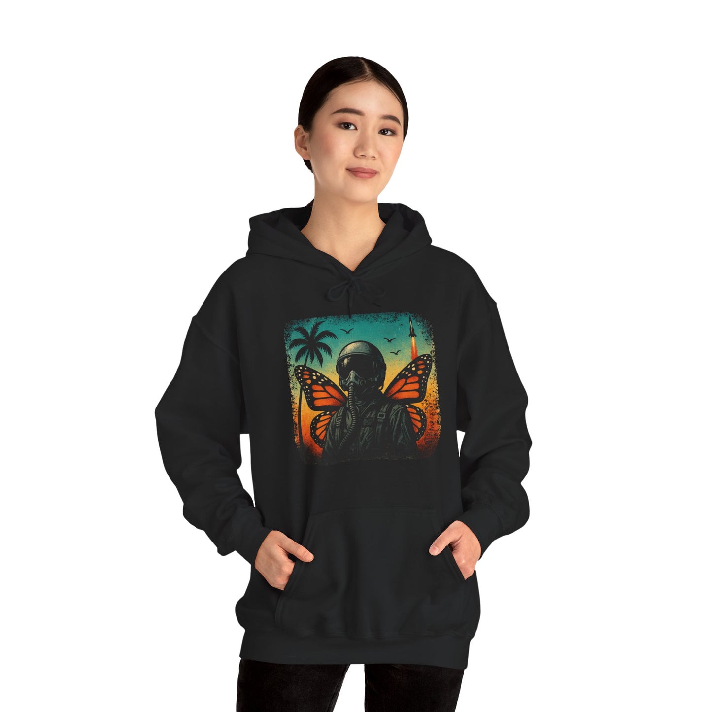 Vintage Jetfighter Summer Butterfly Heavy Hoodie