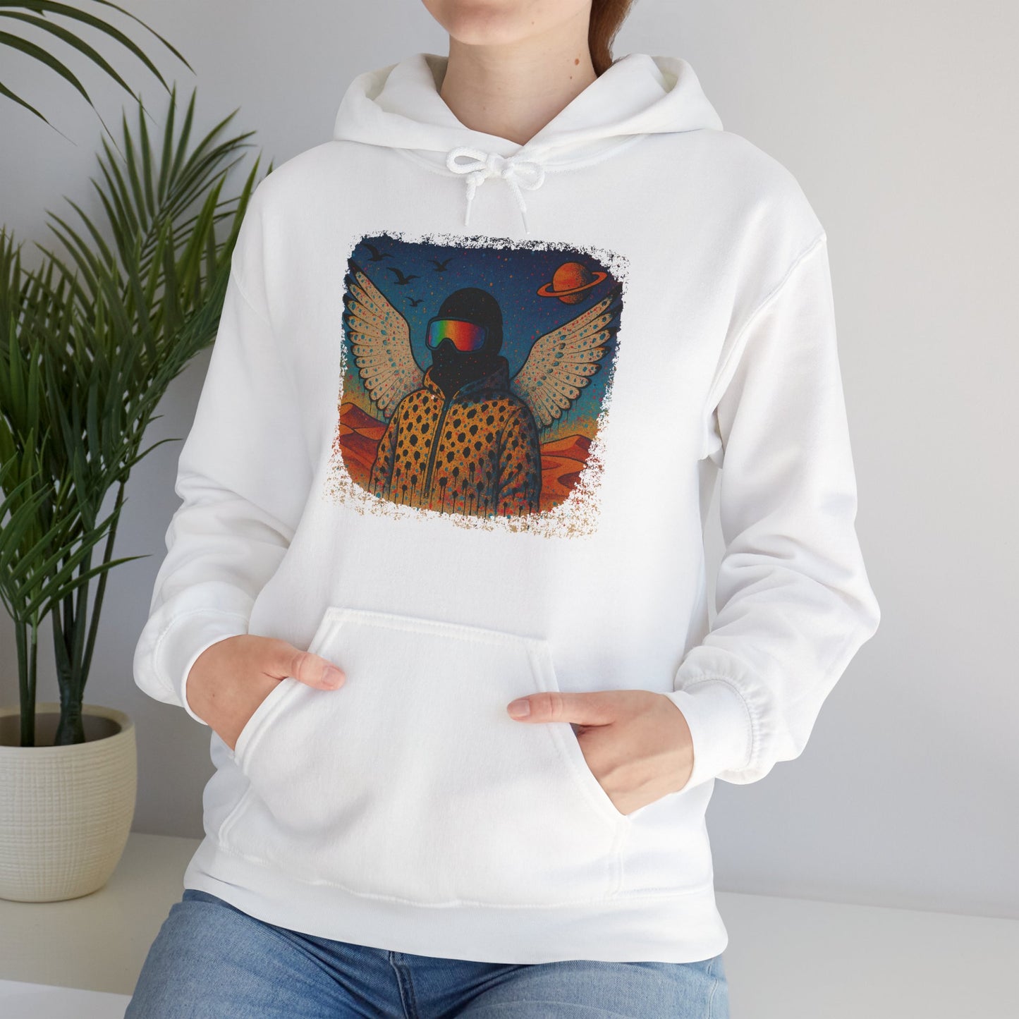 Desert Snowboarder Cosmic Spray-paint Distressed Heavy Hoodie