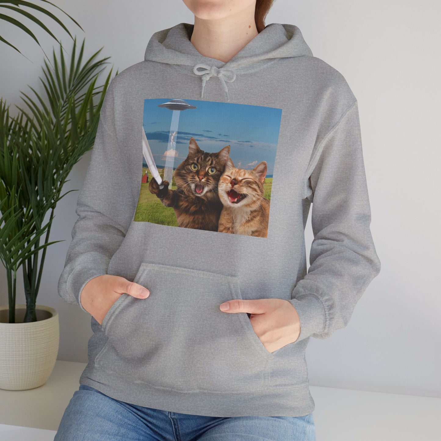 Cat UFO Selfie Heavy Hoodie