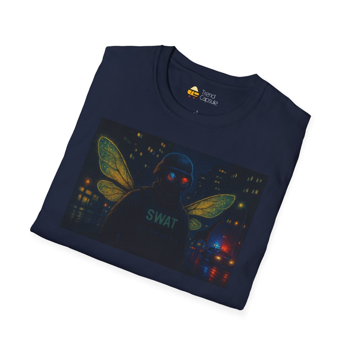 SWAT Team Looking for Escaped Giraffe in the City at Night T-Shirt