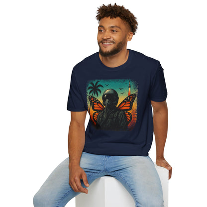 Vintage Jetfighter Summer Butterfly Softstyle T-Shirt
