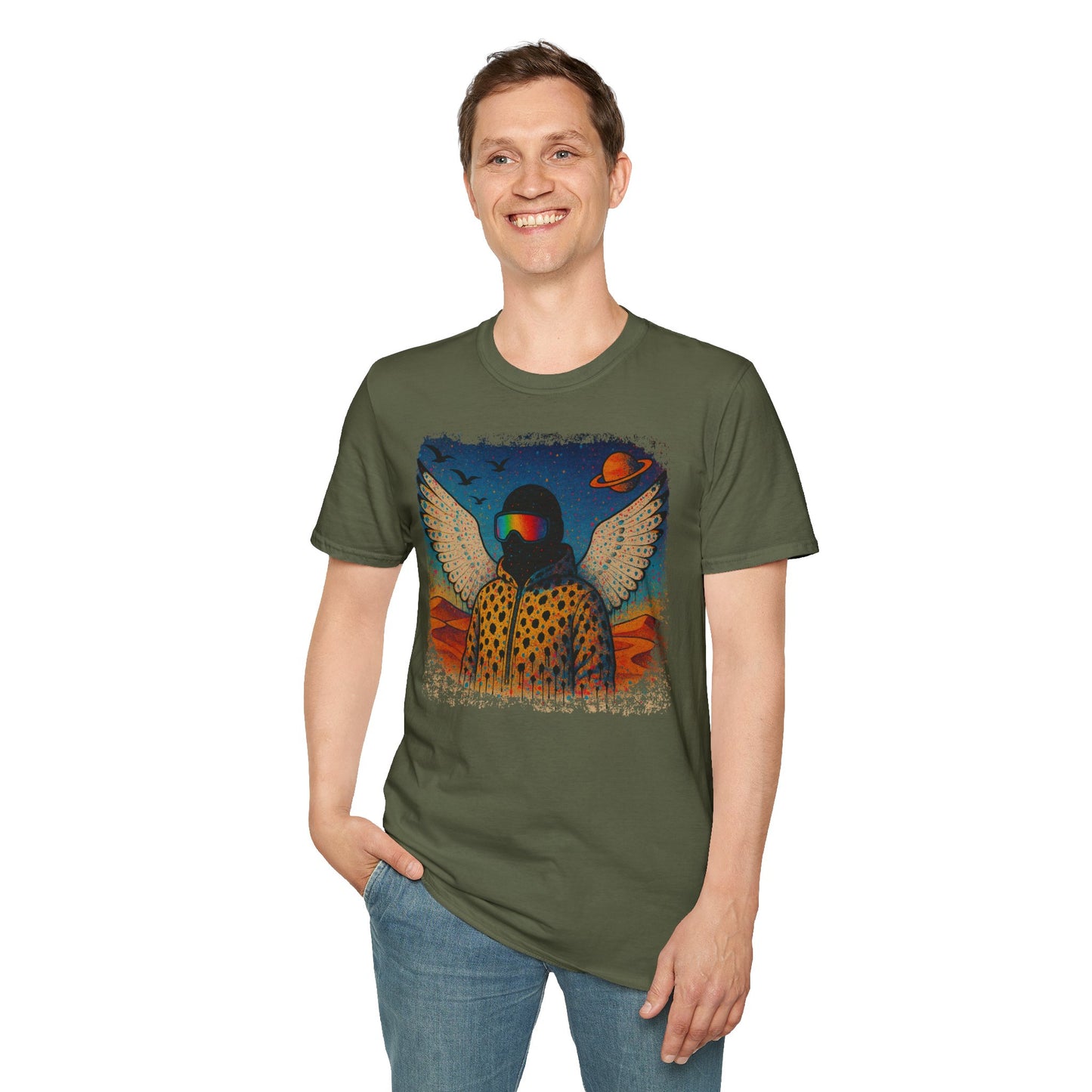 Desert Snowboarder Cosmic Spray-paint Softstyle T-Shirt