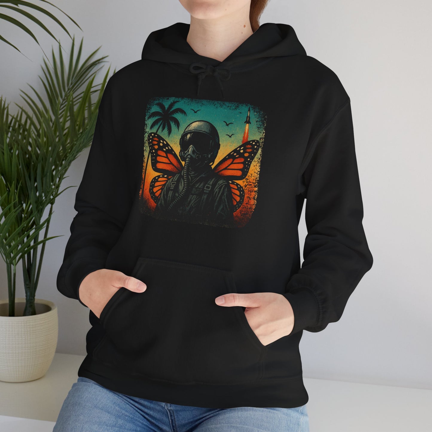 Vintage Jetfighter Summer Butterfly Heavy Hoodie