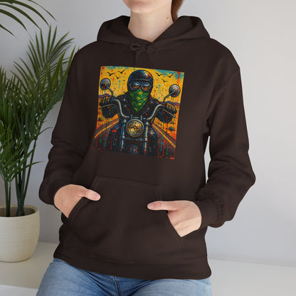 Biker Desert Road Spray-paint Heavy Hoodie