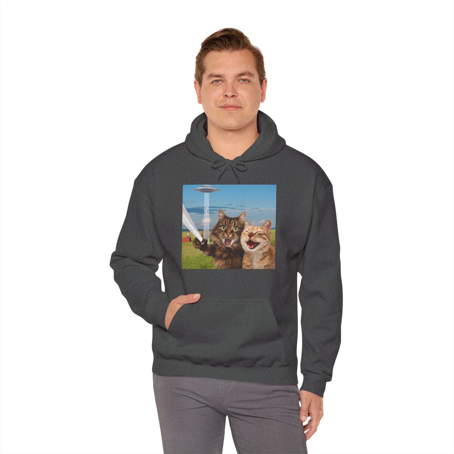 Cat UFO Selfie Heavy Hoodie
