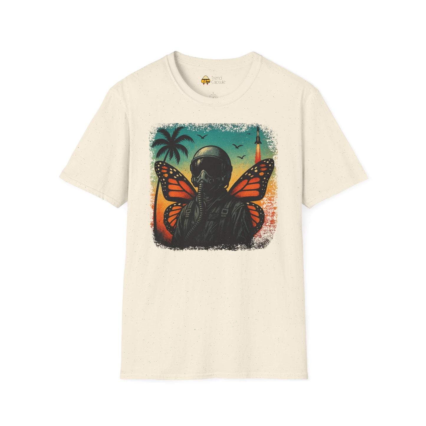 Vintage Jetfighter Summer Butterfly Softstyle T-Shirt