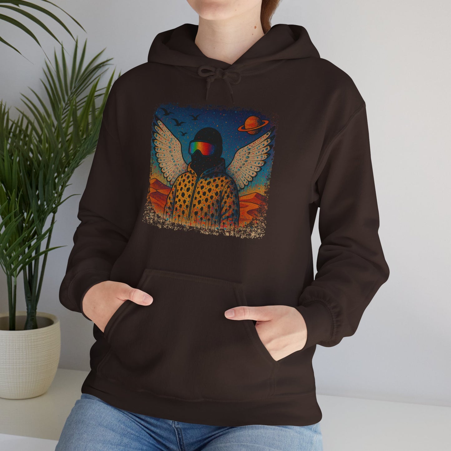 Desert Snowboarder Cosmic Spray-paint Distressed Heavy Hoodie