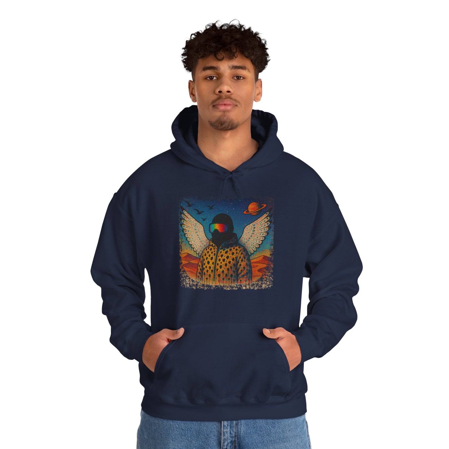 Desert Snowboarder Cosmic Spray-paint Distressed Heavy Hoodie