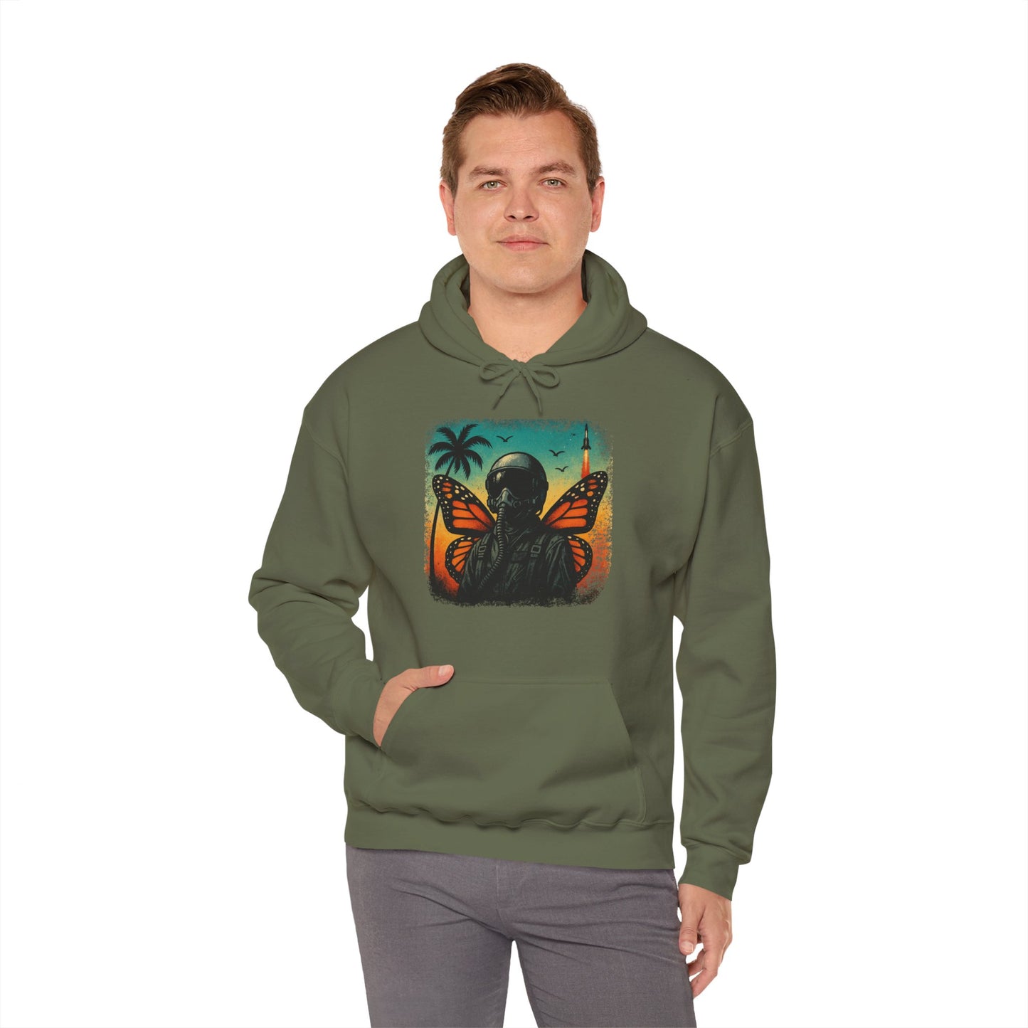 Vintage Jetfighter Summer Butterfly Heavy Hoodie
