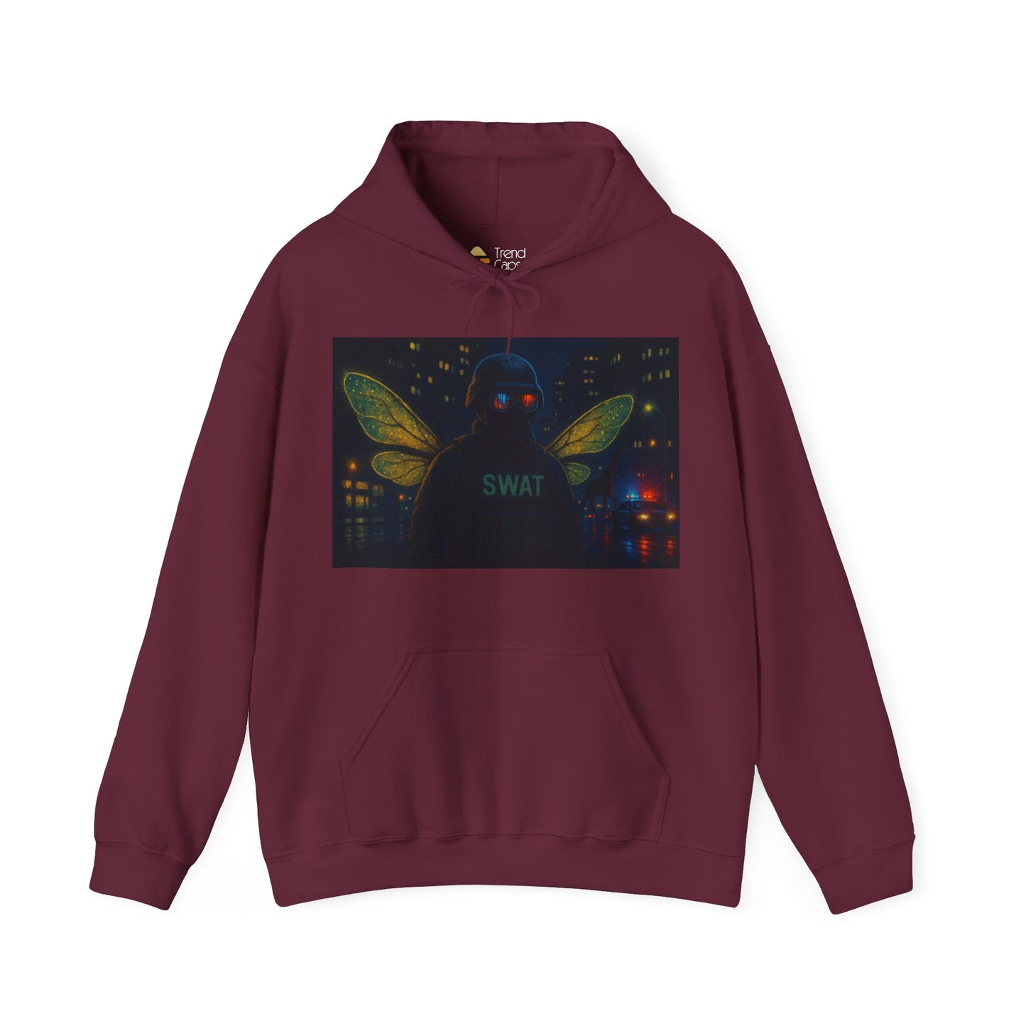 SWAT Team Looking for Escaped Giraffe in the City at Night Heavy Hoodie