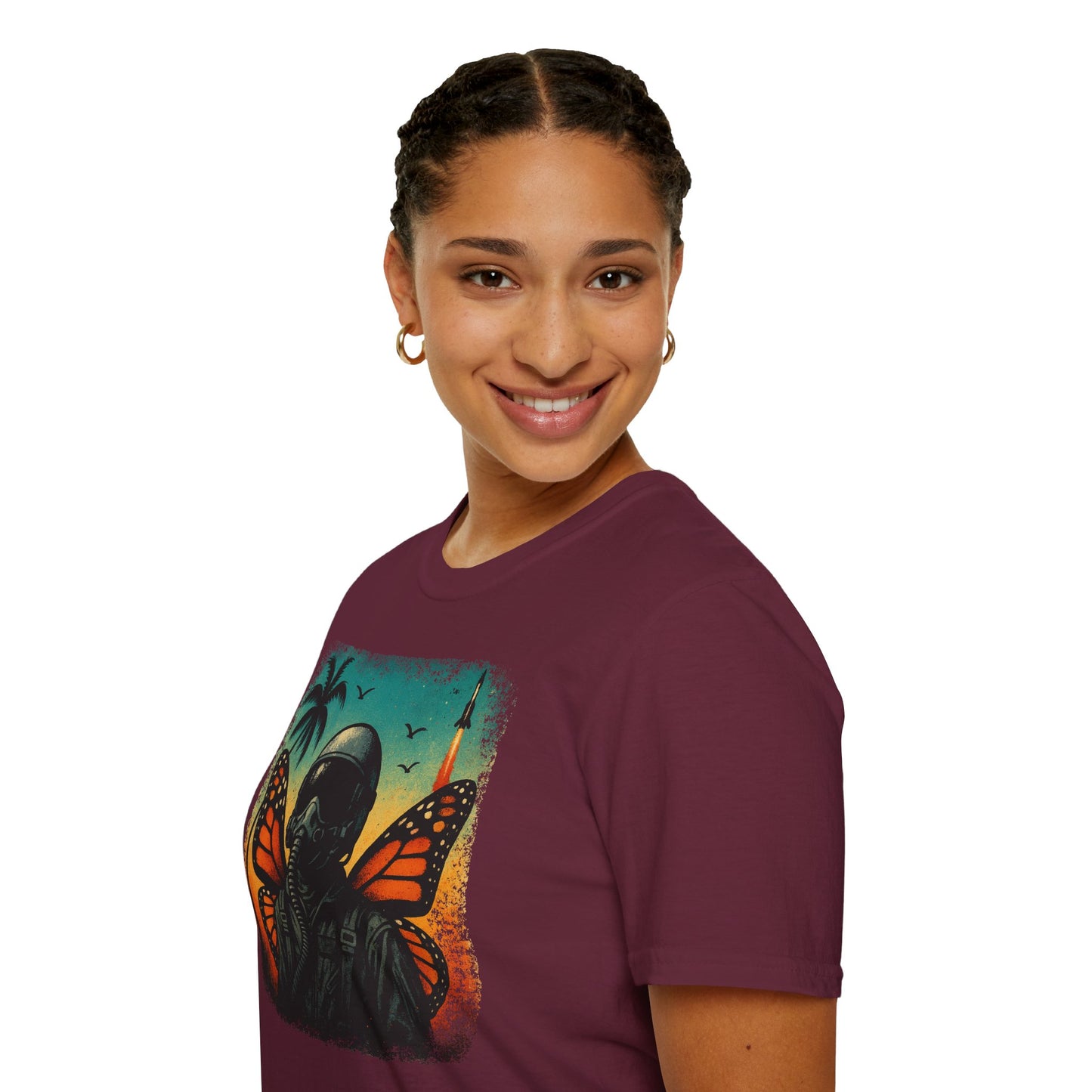 Vintage Jetfighter Summer Butterfly Softstyle T-Shirt