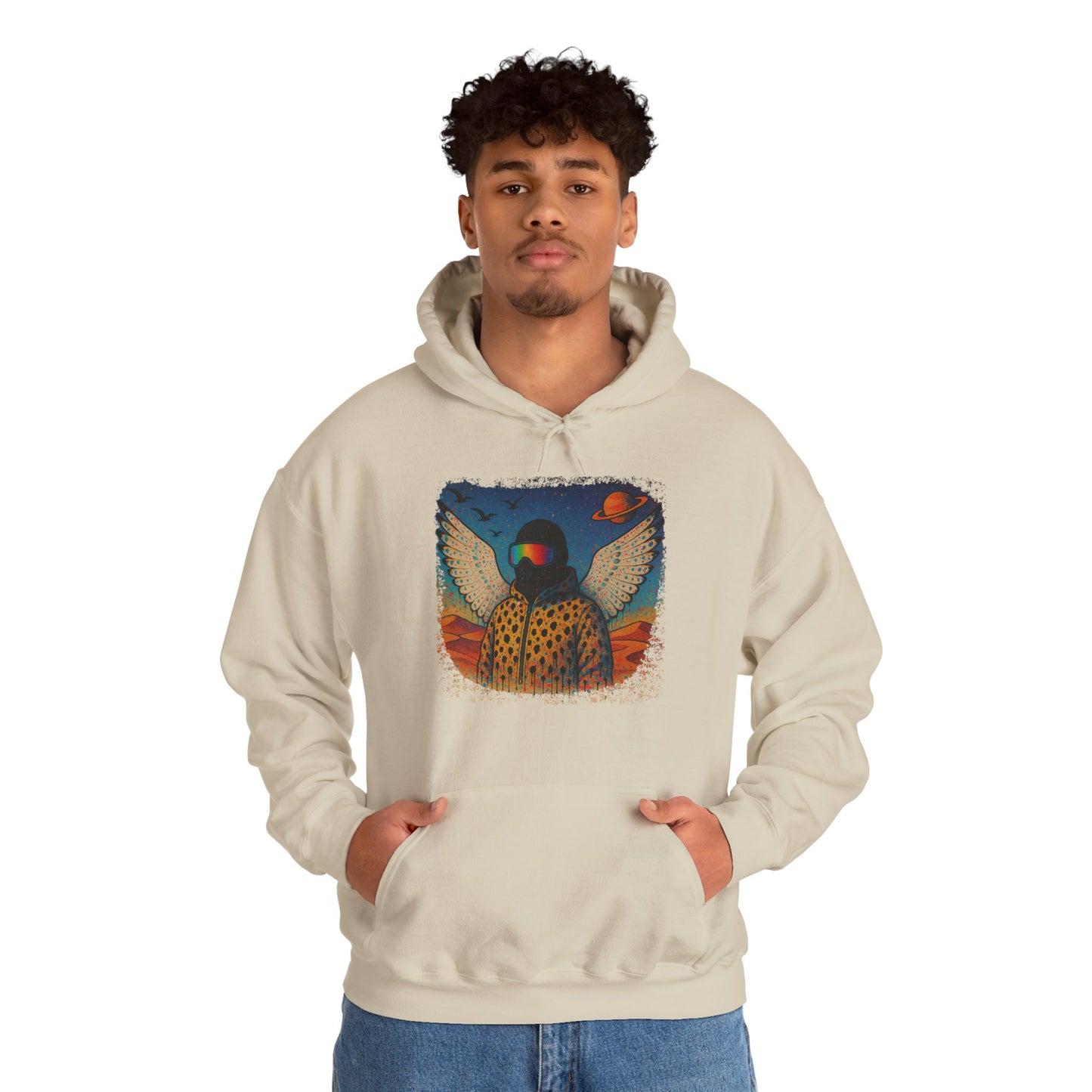 Desert Snowboarder Cosmic Spray-paint Distressed Heavy Hoodie
