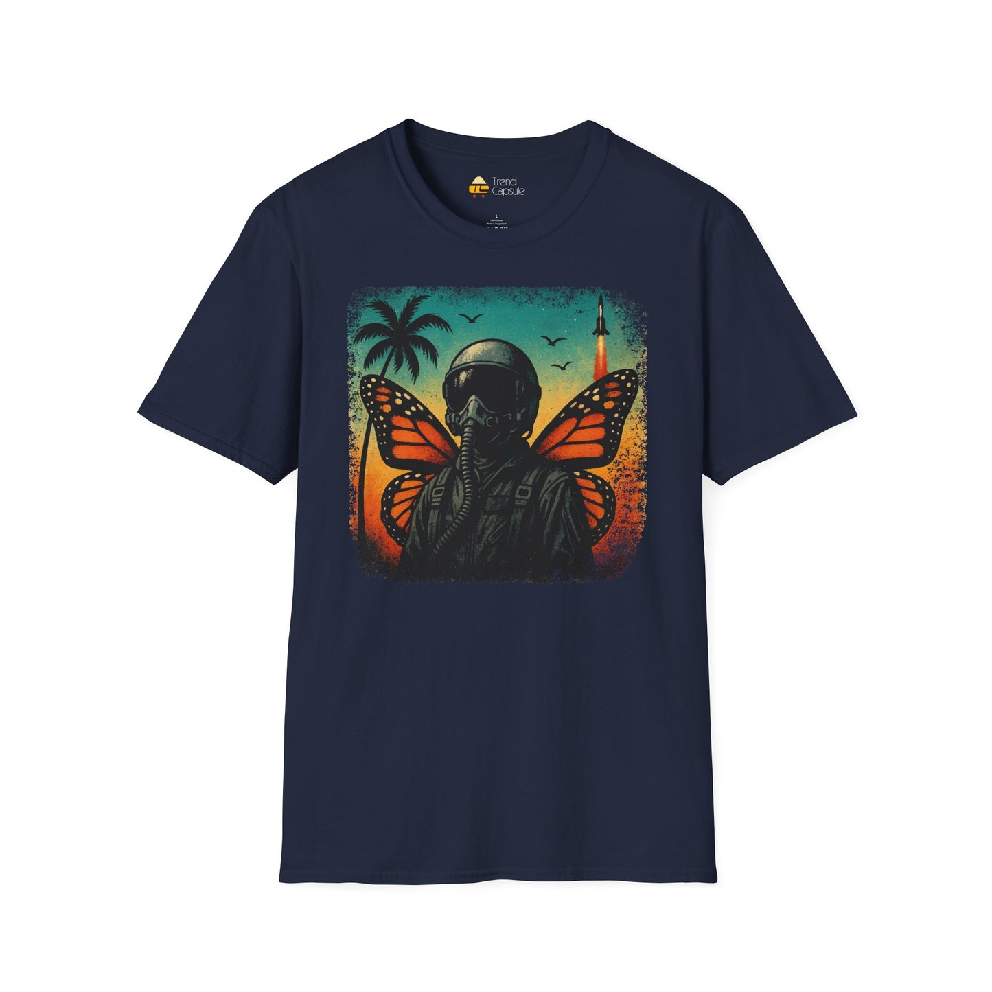 Vintage Jetfighter Summer Butterfly Softstyle T-Shirt