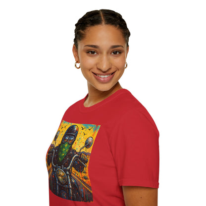 Biker Desert Road Spray-paint Softstyle T-Shirt