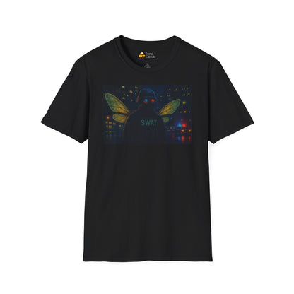 SWAT Team Looking for Escaped Giraffe in the City at Night T-Shirt