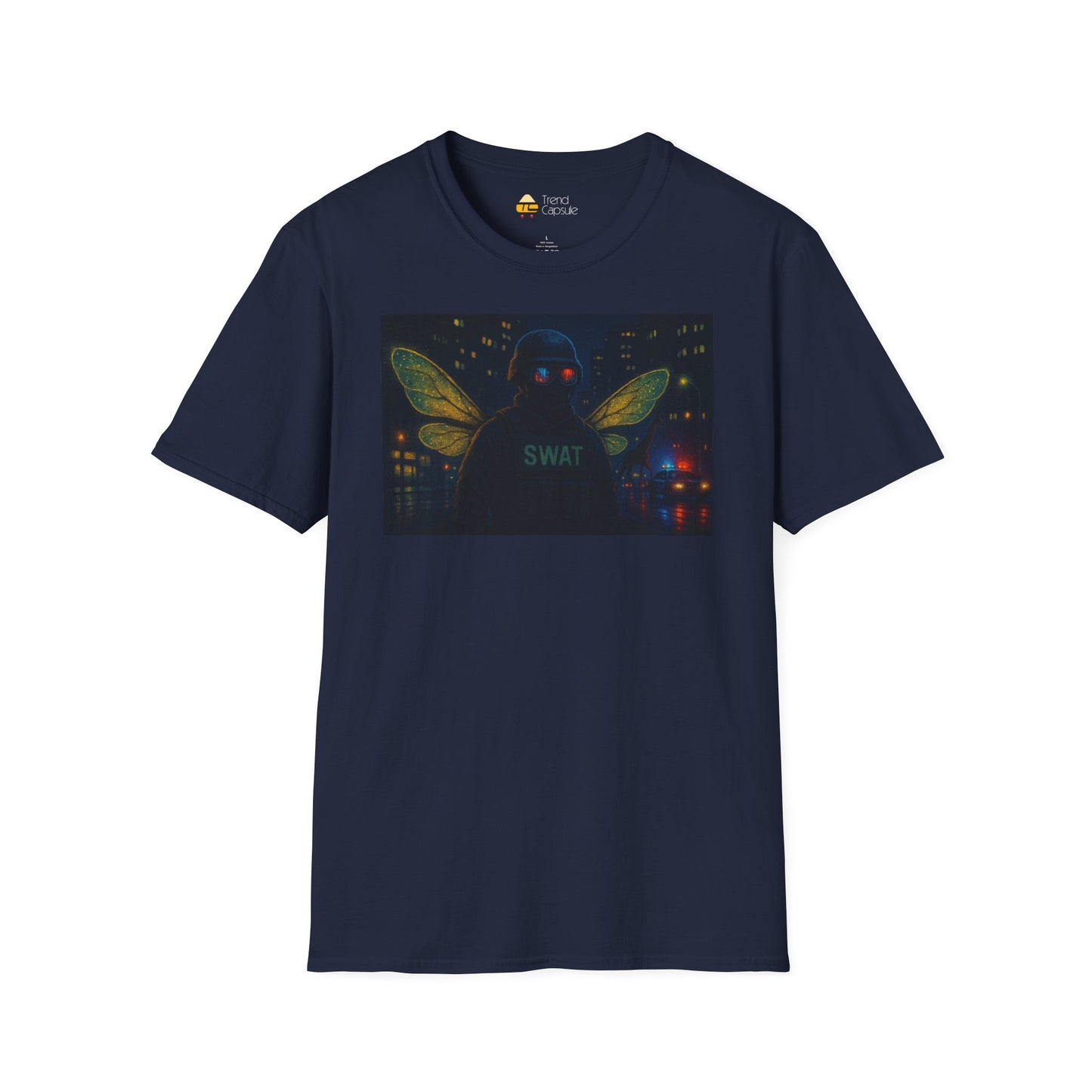 SWAT Team Looking for Escaped Giraffe in the City at Night T-Shirt