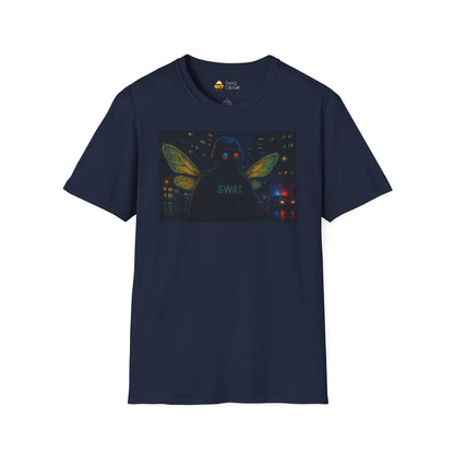 SWAT Team Looking for Escaped Giraffe in the City at Night T-Shirt