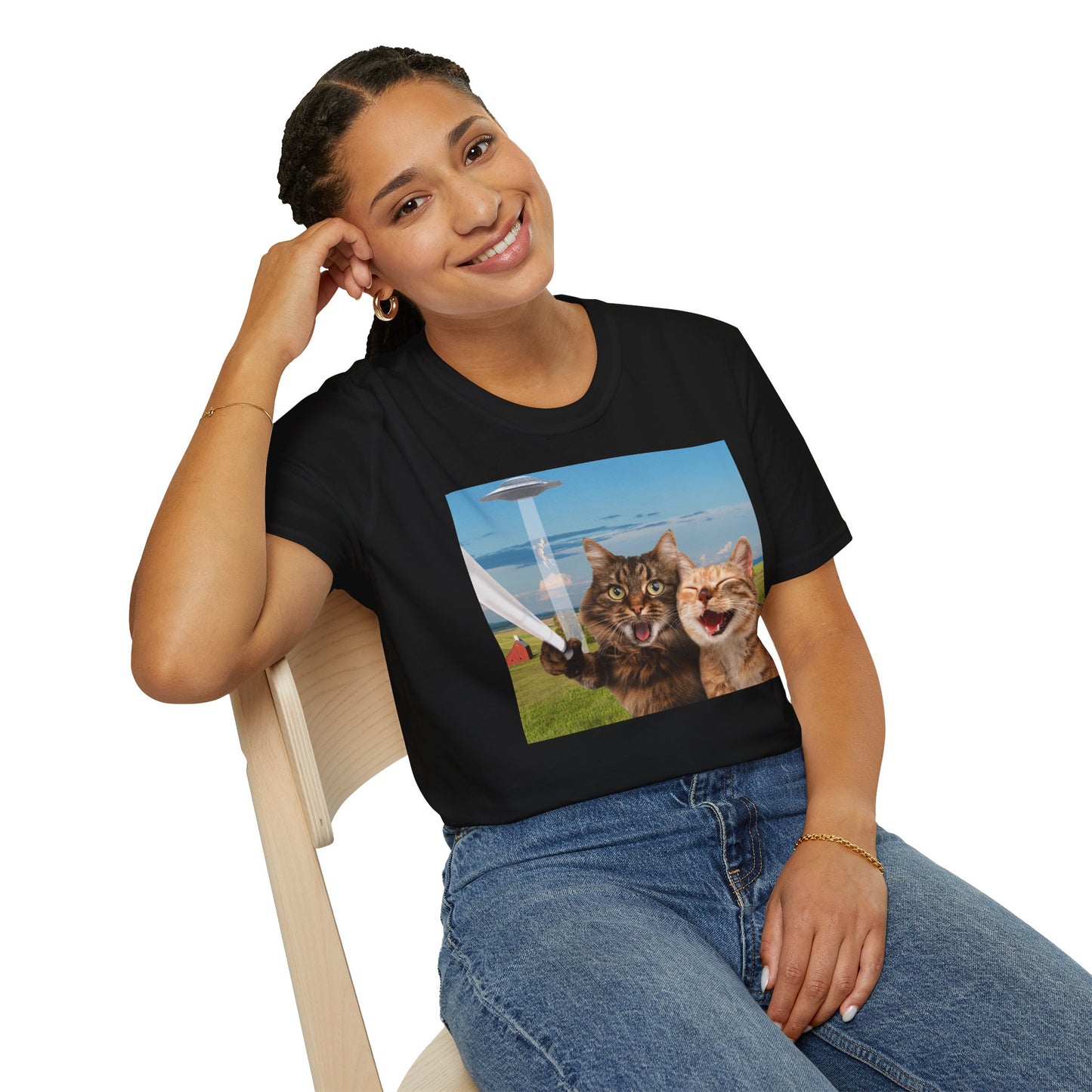 Cat UFO Selfie T-Shirt