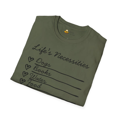 Life's Necessities Dogs & Books Softstyle T-Shirt