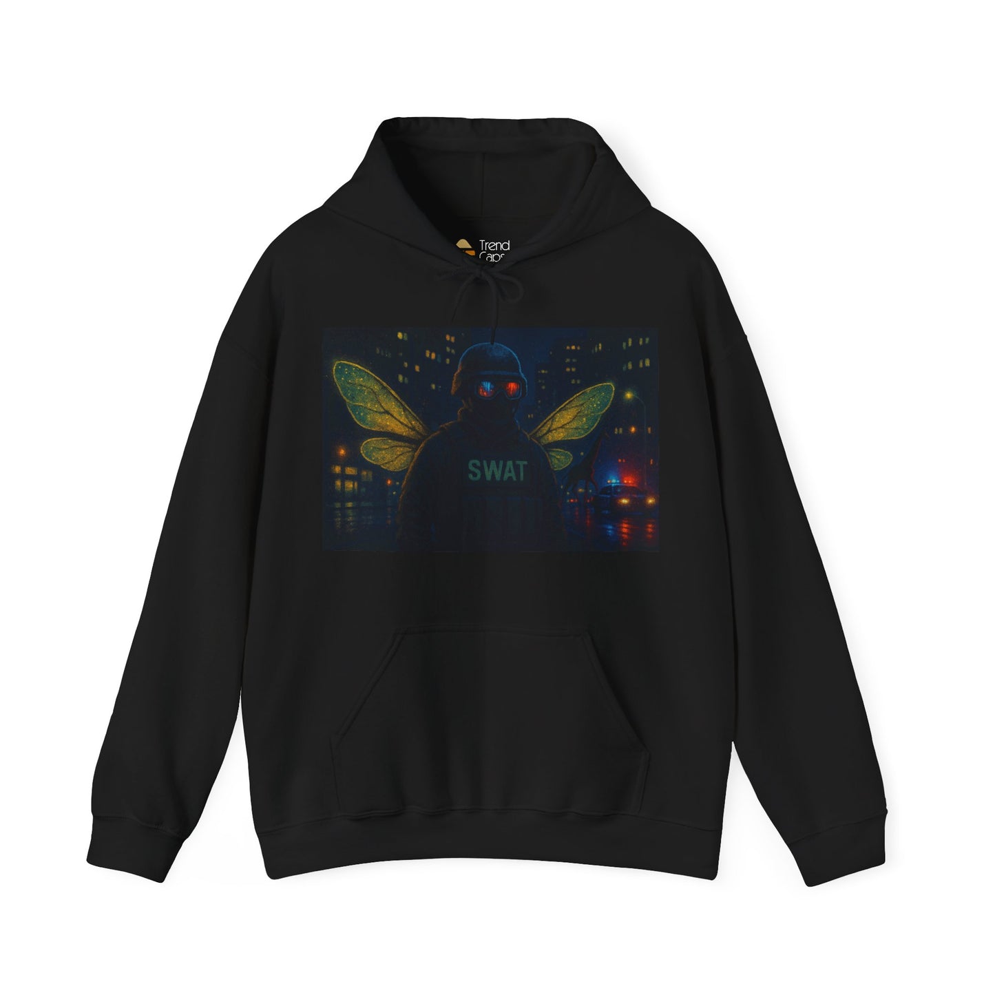 SWAT Team Looking for Escaped Giraffe in the City at Night Heavy Hoodie