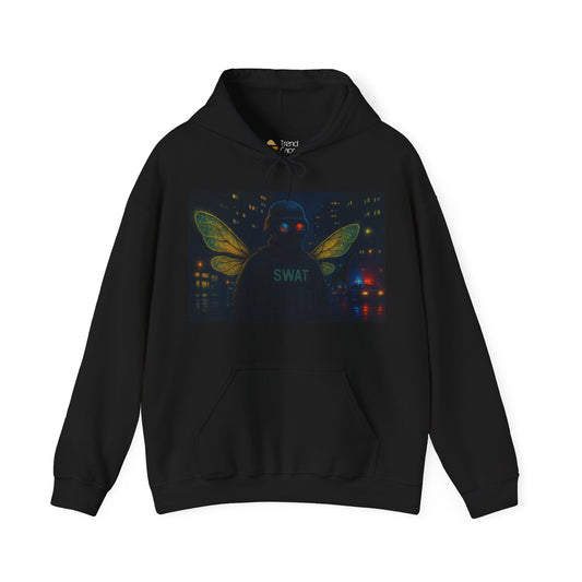 SWAT Team Looking for Escaped Giraffe in the City at Night Heavy Hoodie