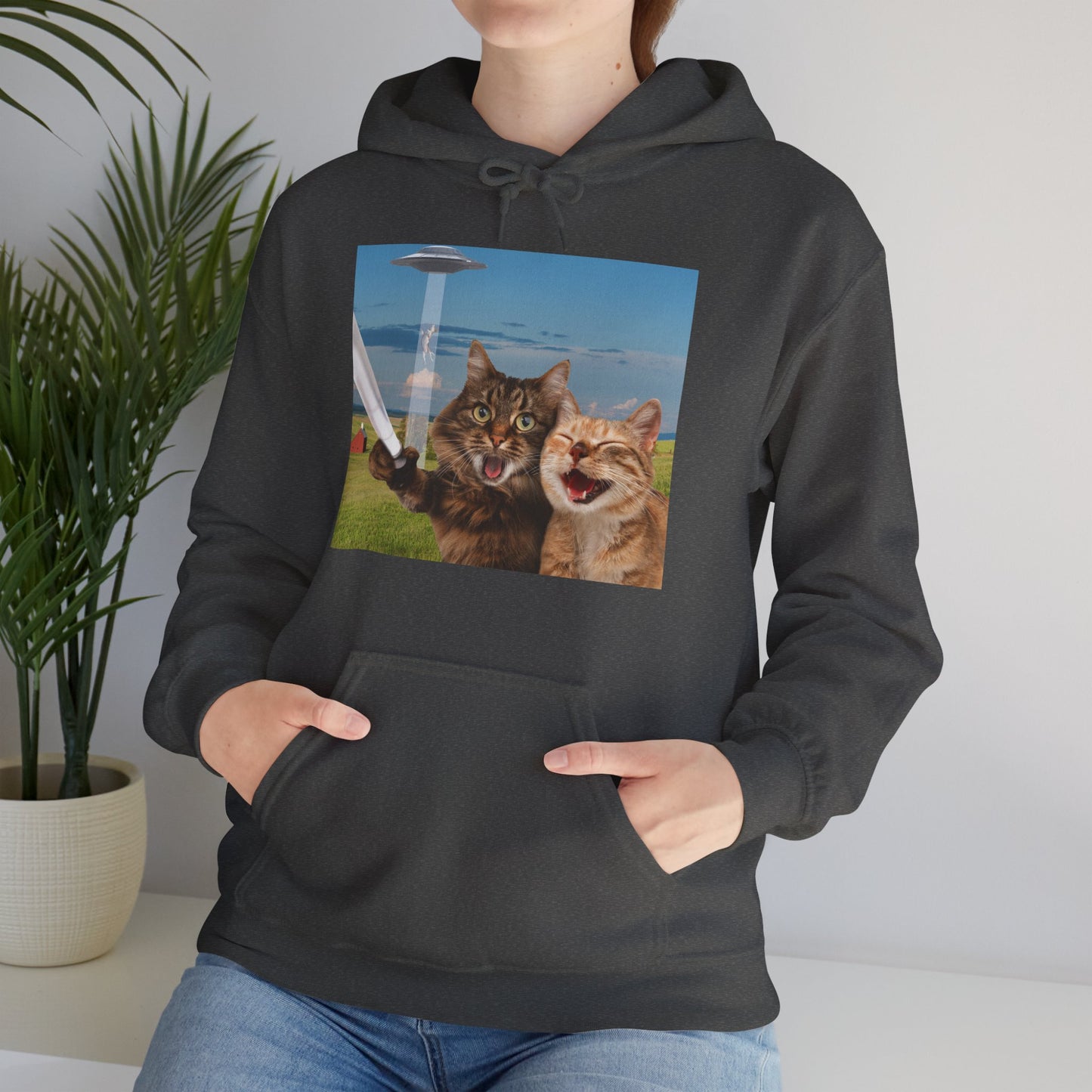 Cat UFO Selfie Heavy Hoodie