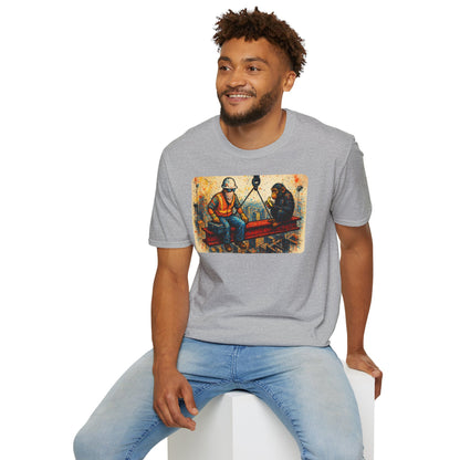 Construction Worker and Monkey Having Lunch Atop Skyscraper T-Shirt