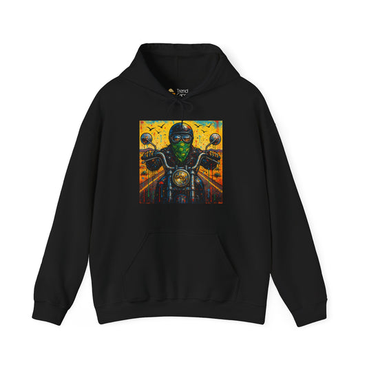Biker Desert Road Spray-paint Heavy Hoodie