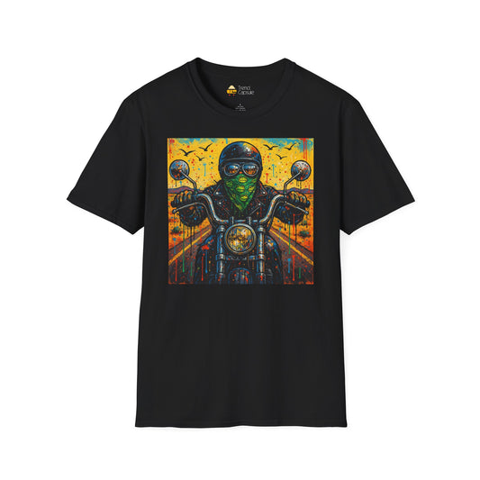 Biker Desert Road Spray-paint Softstyle T-Shirt