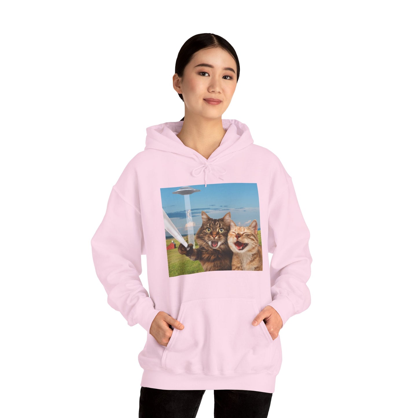 Cat UFO Selfie Heavy Hoodie
