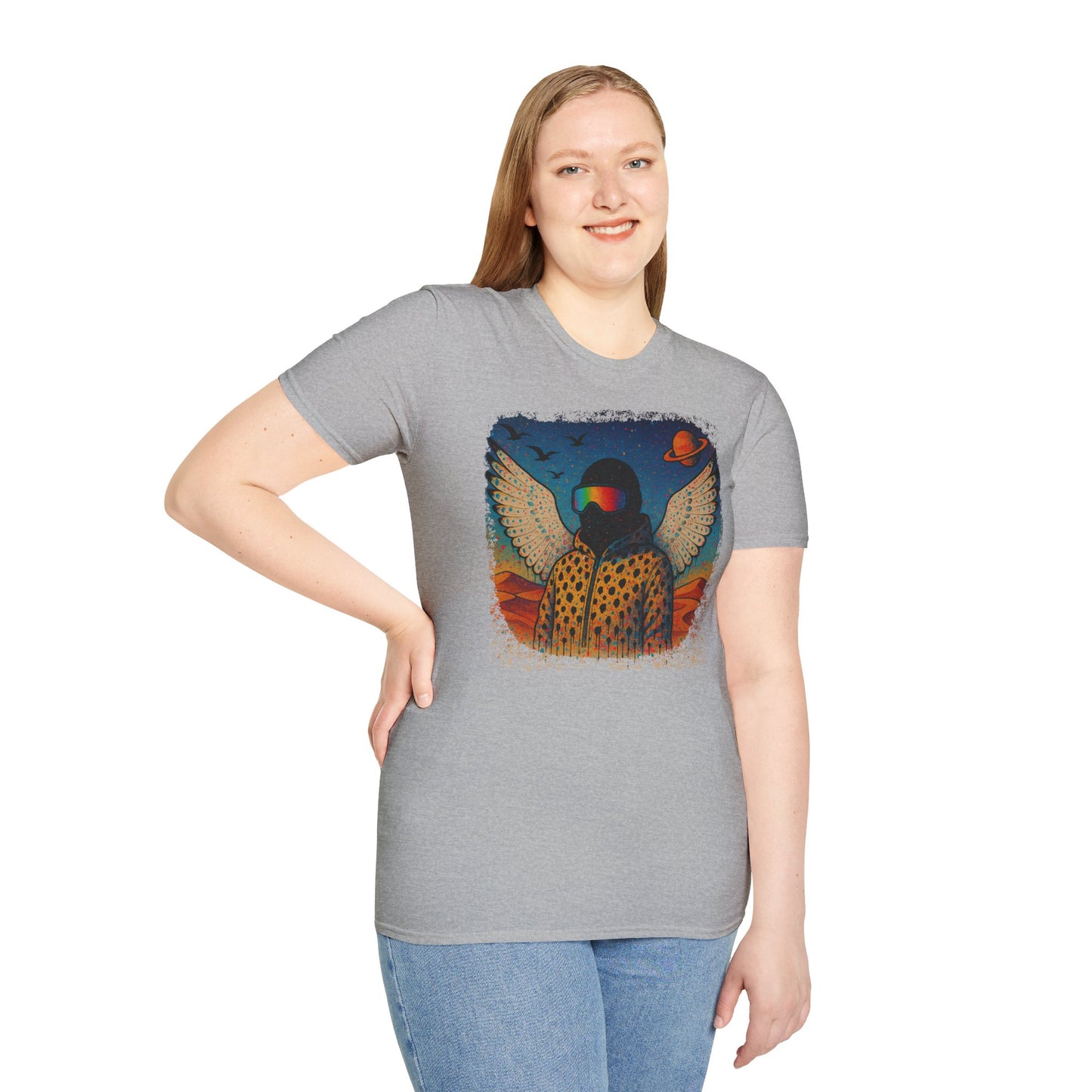 Desert Snowboarder Cosmic Spray-paint Softstyle T-Shirt