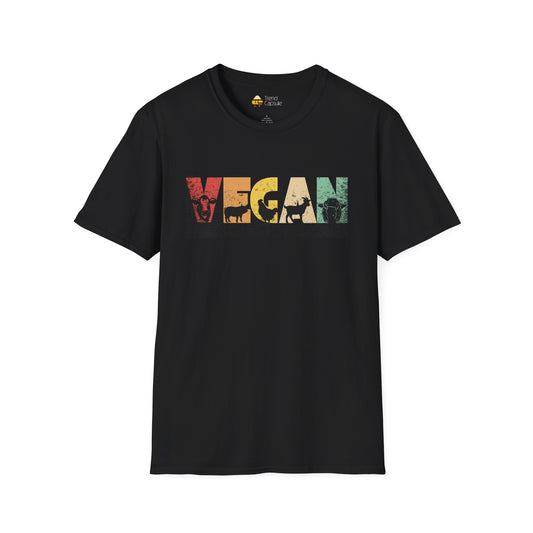 Vintage Vegan Farm Animals Softstyle T-Shirt