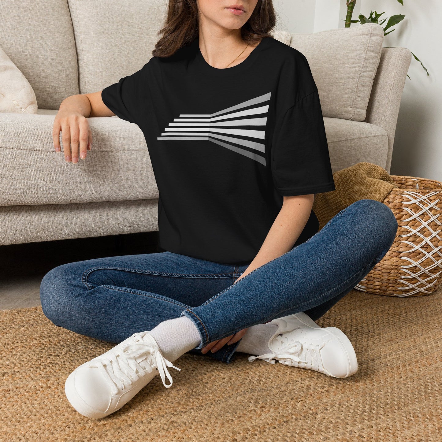 Abstract Monochrome Gradient Stripe T-Shirt