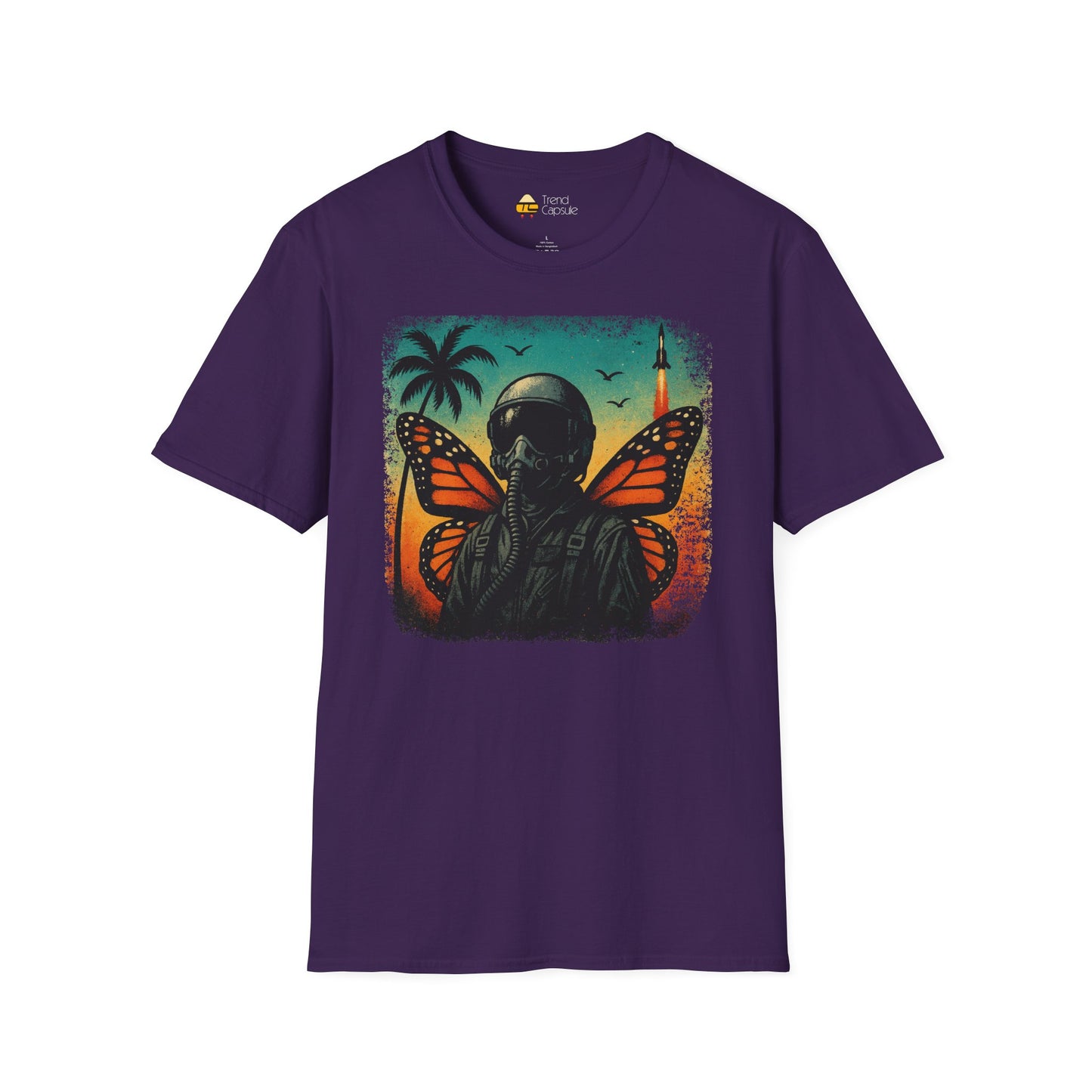Vintage Jetfighter Summer Butterfly Softstyle T-Shirt