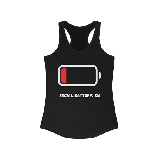 Women's "Introvert Tank, Social Battery: 2%" Racerback Tank