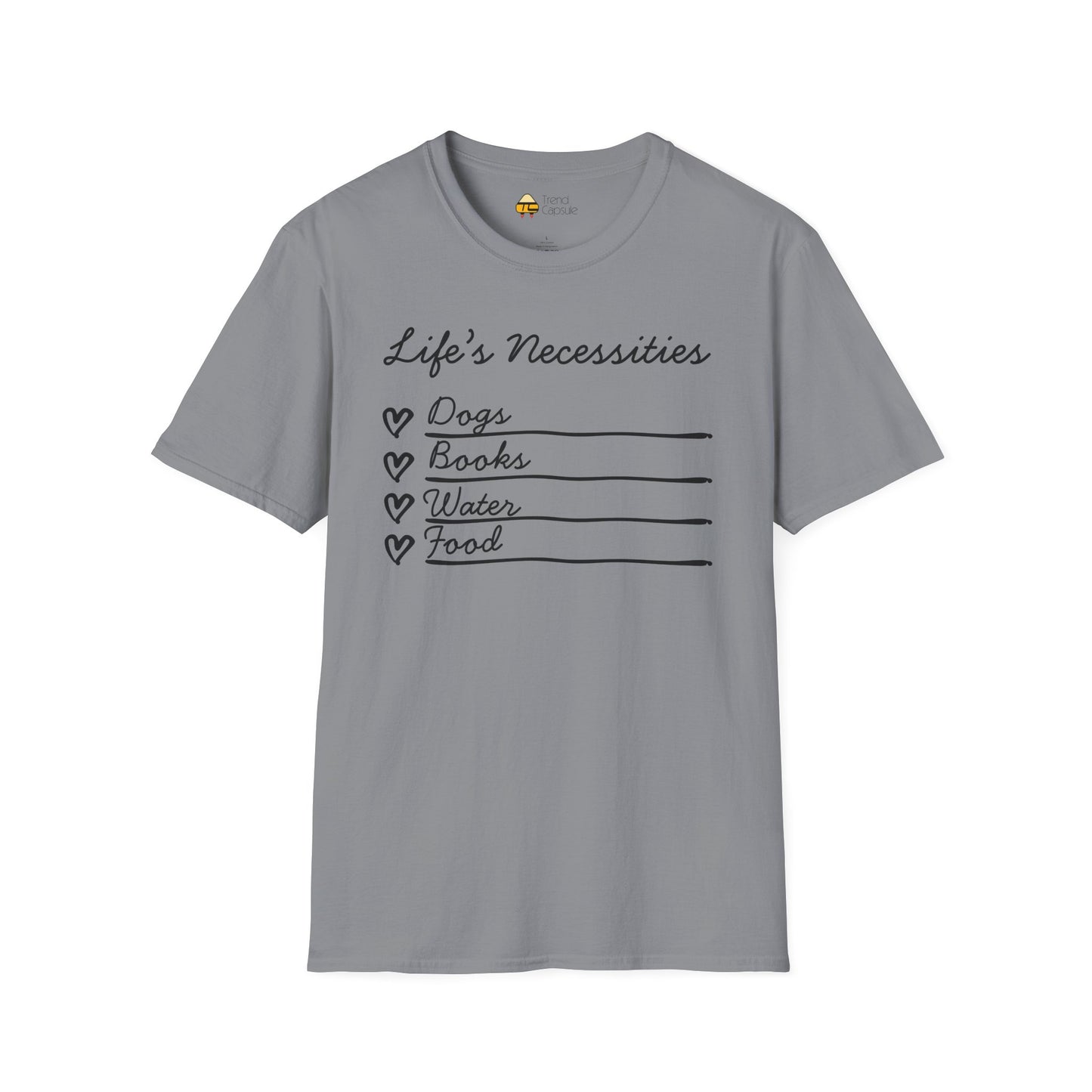 Life's Necessities Dogs & Books Softstyle T-Shirt