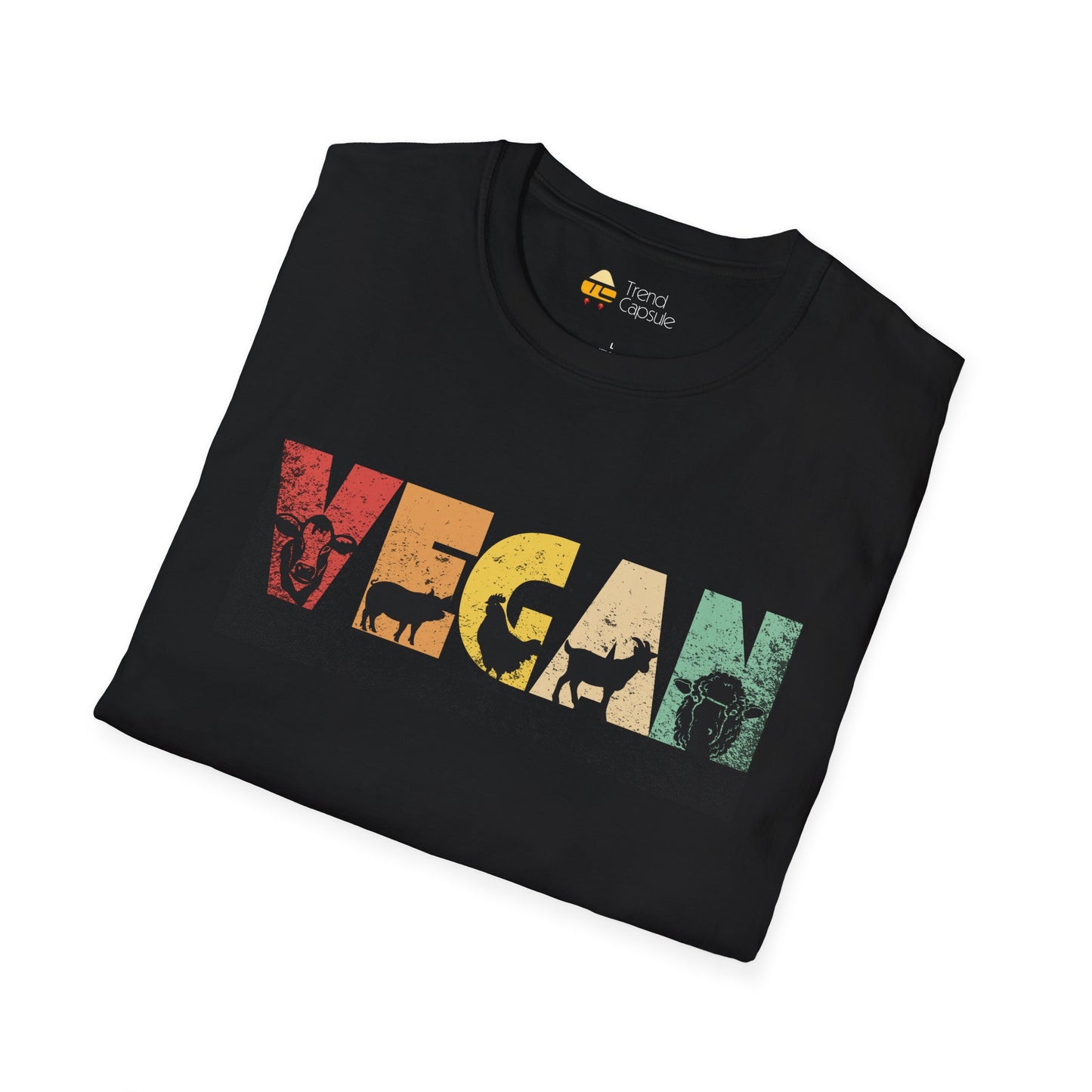 Vintage Vegan Farm Animals Softstyle T-Shirt