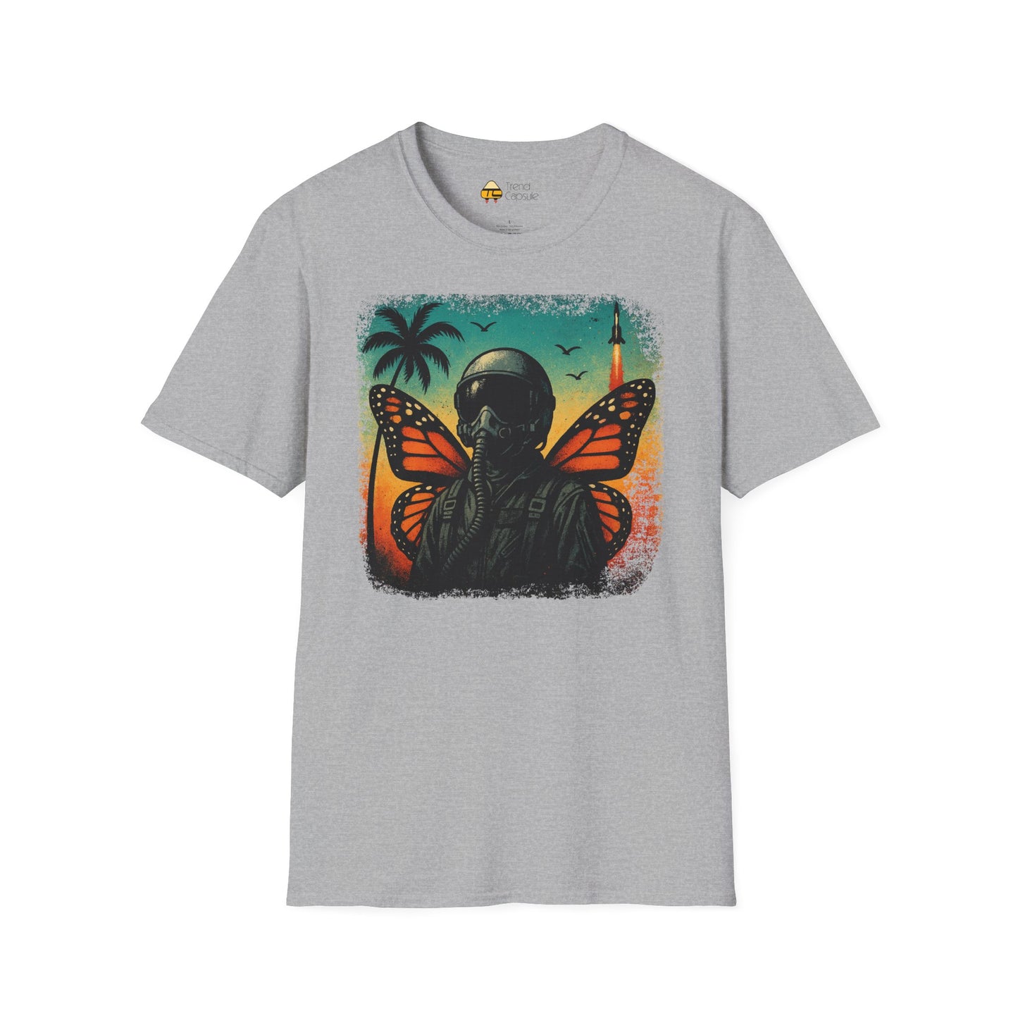 Vintage Jetfighter Summer Butterfly Softstyle T-Shirt