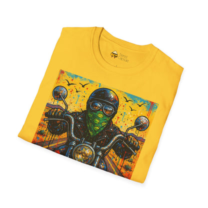 Biker Desert Road Spray-paint Softstyle T-Shirt