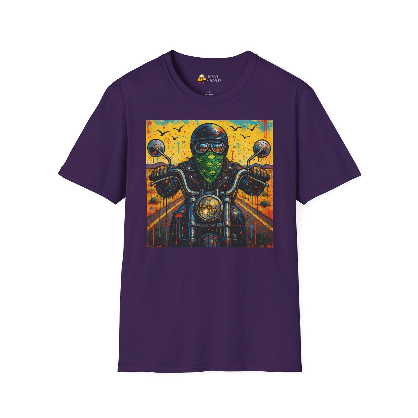 Biker Desert Road Spray-paint Softstyle T-Shirt