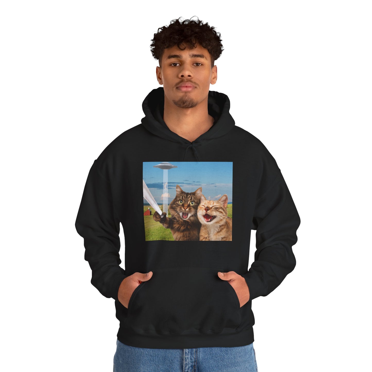 Cat UFO Selfie Heavy Hoodie