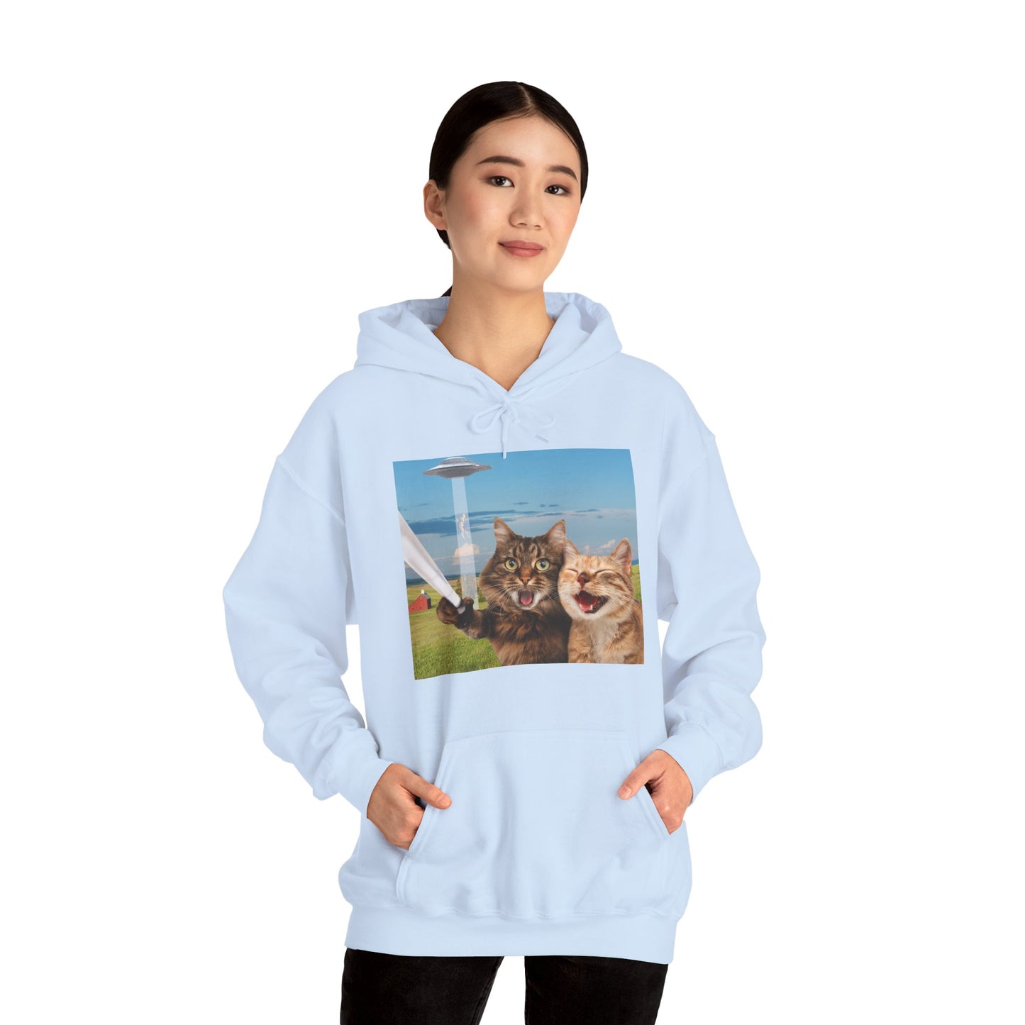 Cat UFO Selfie Heavy Hoodie