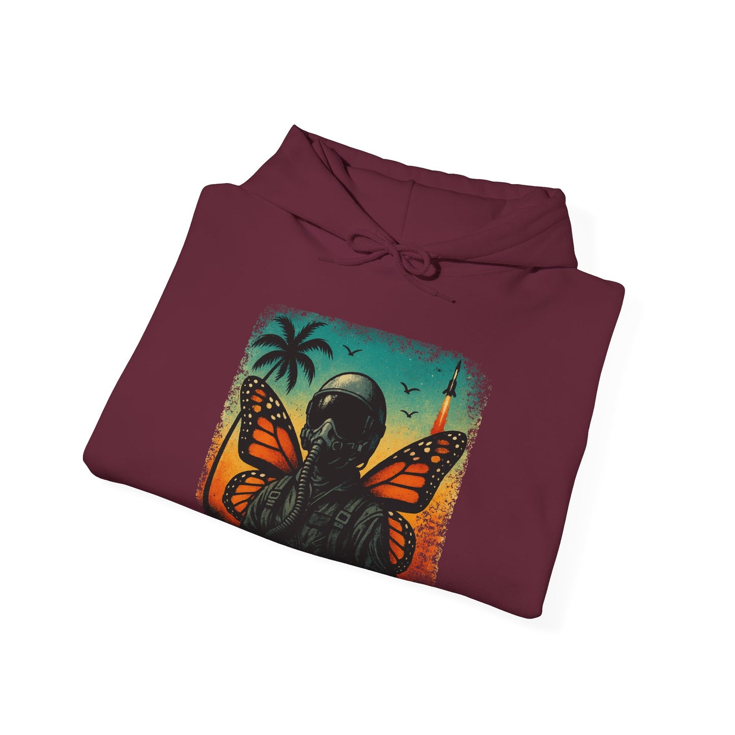 Vintage Jetfighter Summer Butterfly Heavy Hoodie