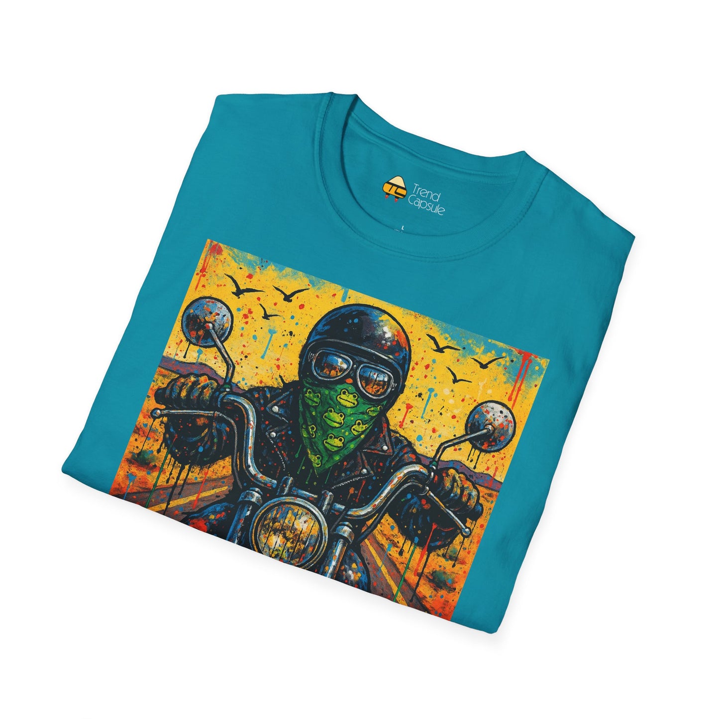Biker Desert Road Spray-paint Softstyle T-Shirt