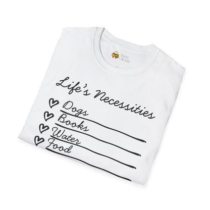 Life's Necessities Dogs & Books Softstyle T-Shirt