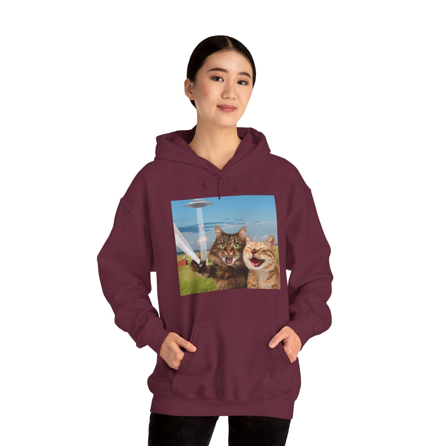Cat UFO Selfie Heavy Hoodie
