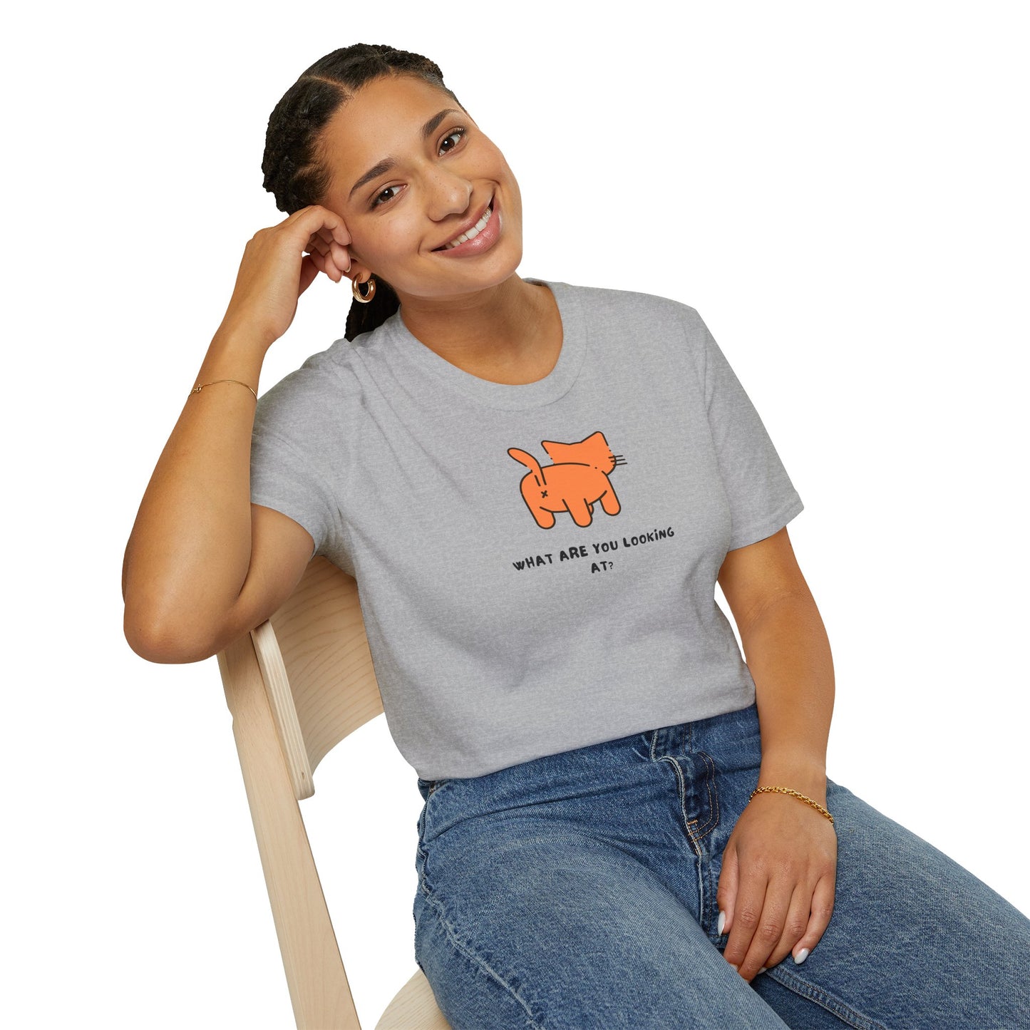 Funny Cat 'What Are You Looking At?' Softstyle T-Shirt