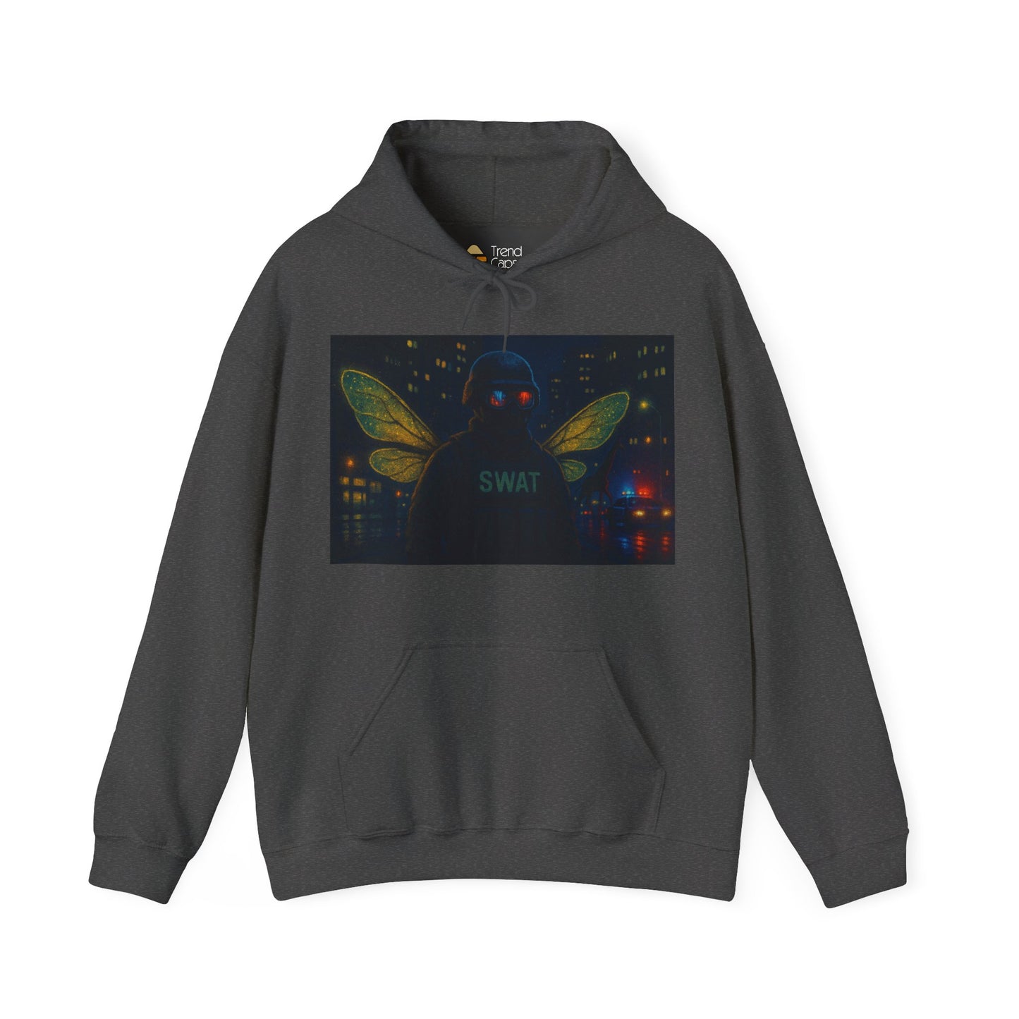 SWAT Team Looking for Escaped Giraffe in the City at Night Heavy Hoodie