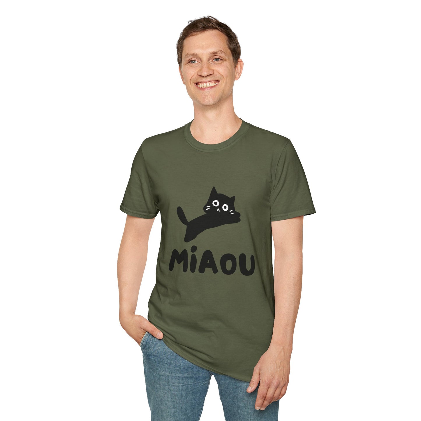 Playful Cat "MIAOU" Softstyle T-Shirt
